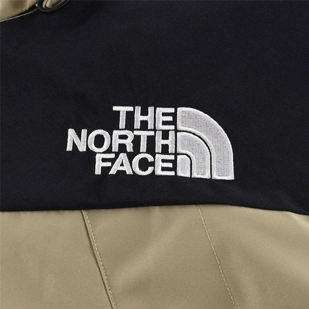 The North Face Women's Men's GORE-TEX Hooded Mountain Jacket - Khaki & Black Color Block Waterproof Shell