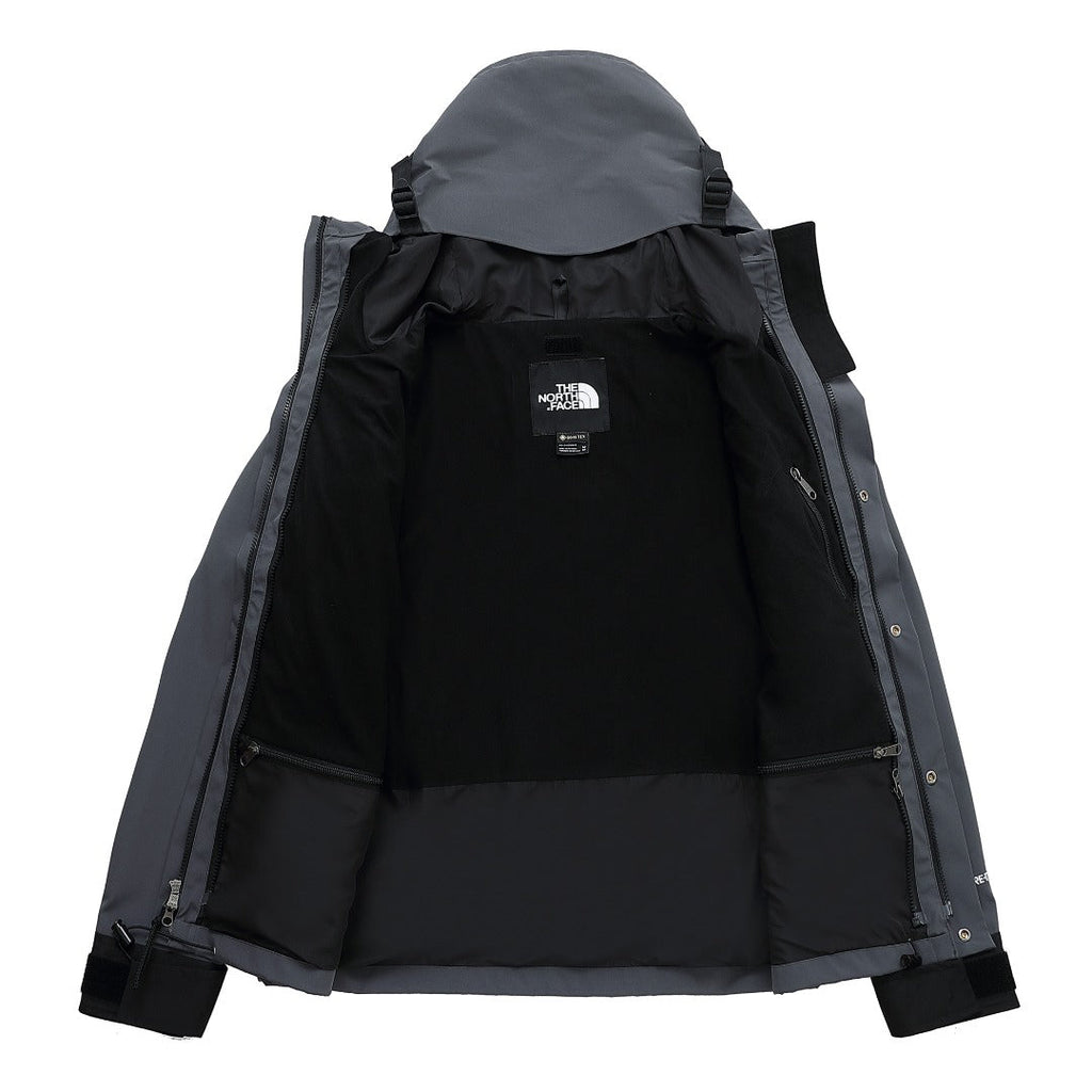 The North Face Women's Men's GORE-TEX Hooded Mountain Jacket - Gray & Black Color Block Waterproof Shell
