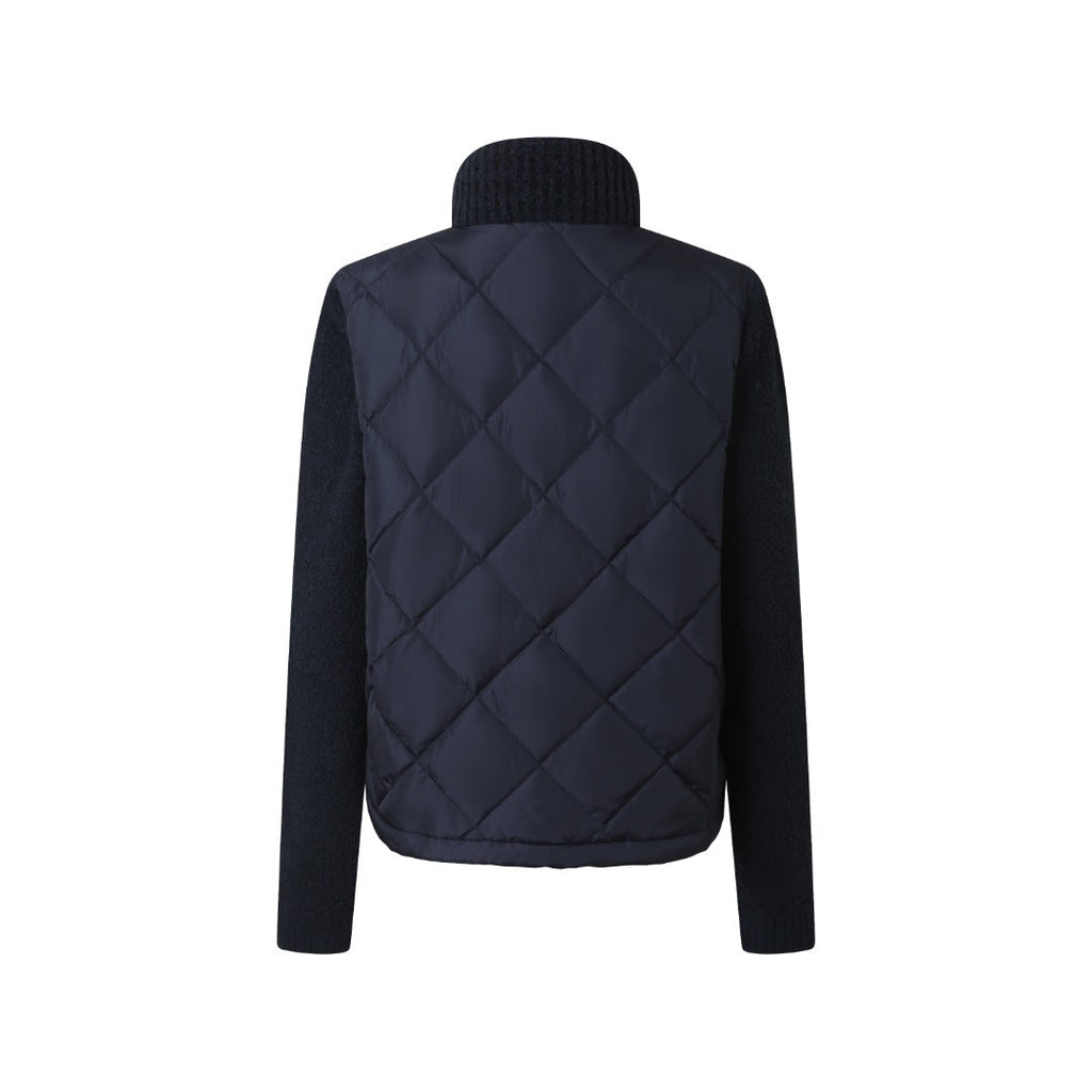 Moncler Women's Men's Diamond Quilted Knit Sleeve Down Jacket - Navy