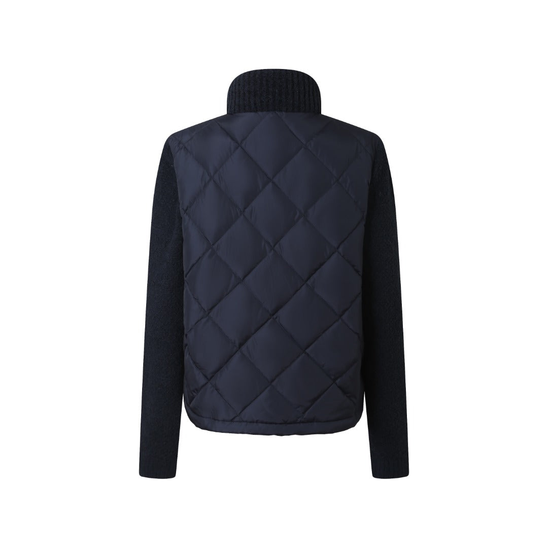 Moncler Women's Men's Diamond Quilted Knit Sleeve Down Jacket - Navy