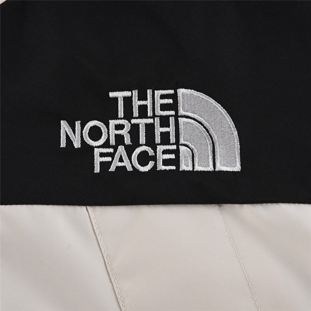 The North Face Women's Men's GORE-TEX Hooded Mountain Jacket - Cream White & Black Color Block Waterproof Shell