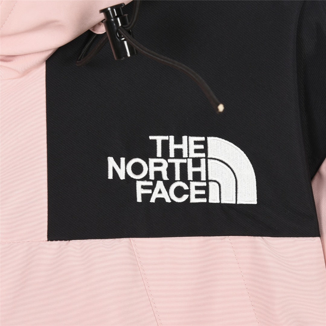 The North Face Men's Pink Black Color Block Hooded Mountain Jacket