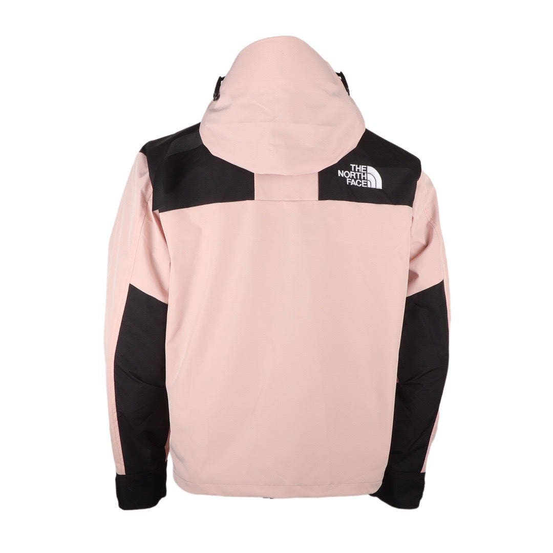 The North Face Women's Men's GORE-TEX Hooded Mountain Jacket - Light Pink & Black Color Block Waterproof Shell