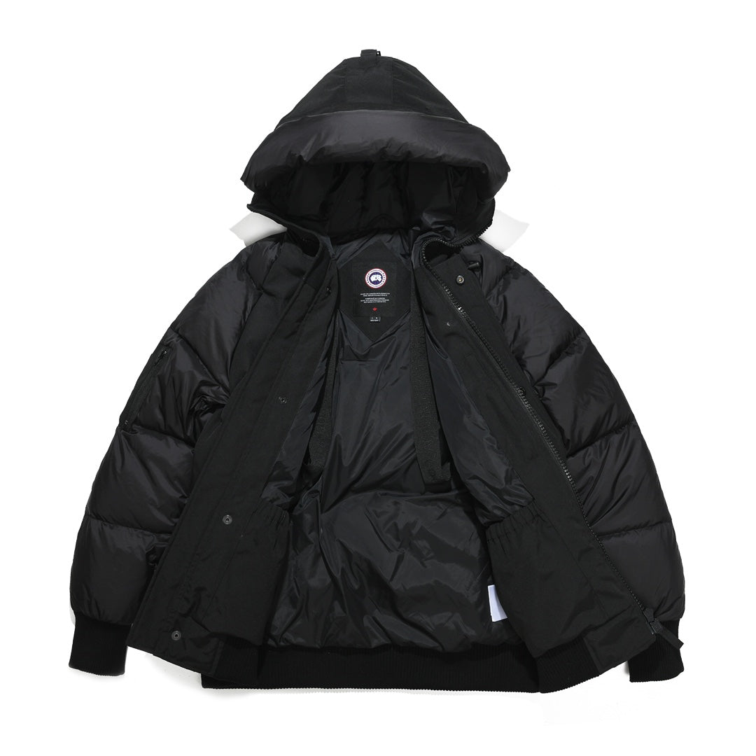 Canada Goose Women's Men's Hooded Down Bomber Jacket - Black