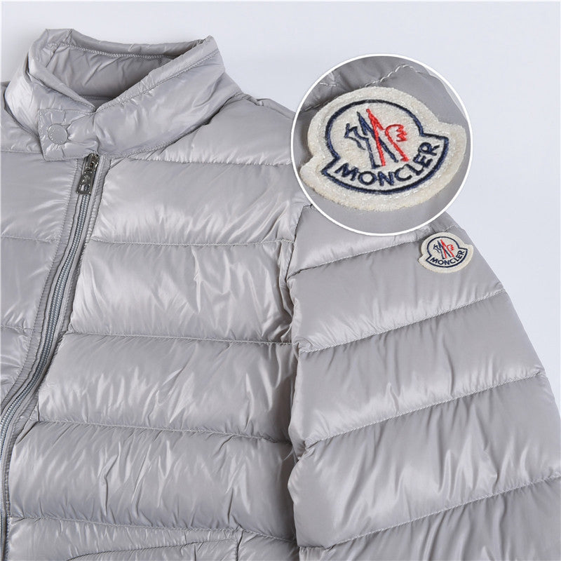 Moncler Women's Men's Stand Collar Short Down Jacket - Light Gray