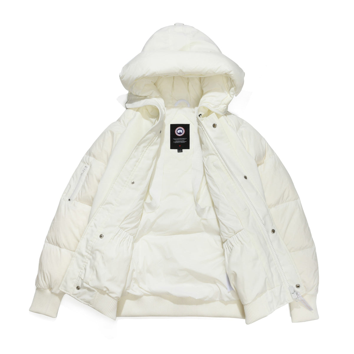 Canada Goose Women's Men's Hooded Down Bomber Jacket - White