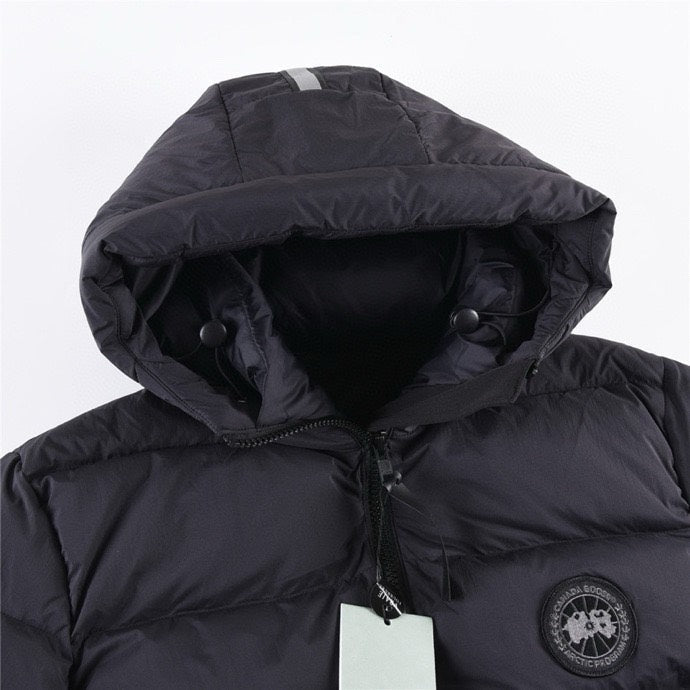 Canada Goose Women's Men's Black Badge Short Hooded Down Jacket - Black