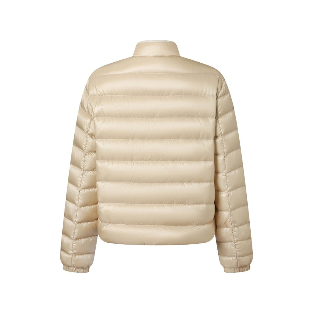 Moncler Women's Men's Knit Pocket Stand Collar Short Down Jacket - Beige