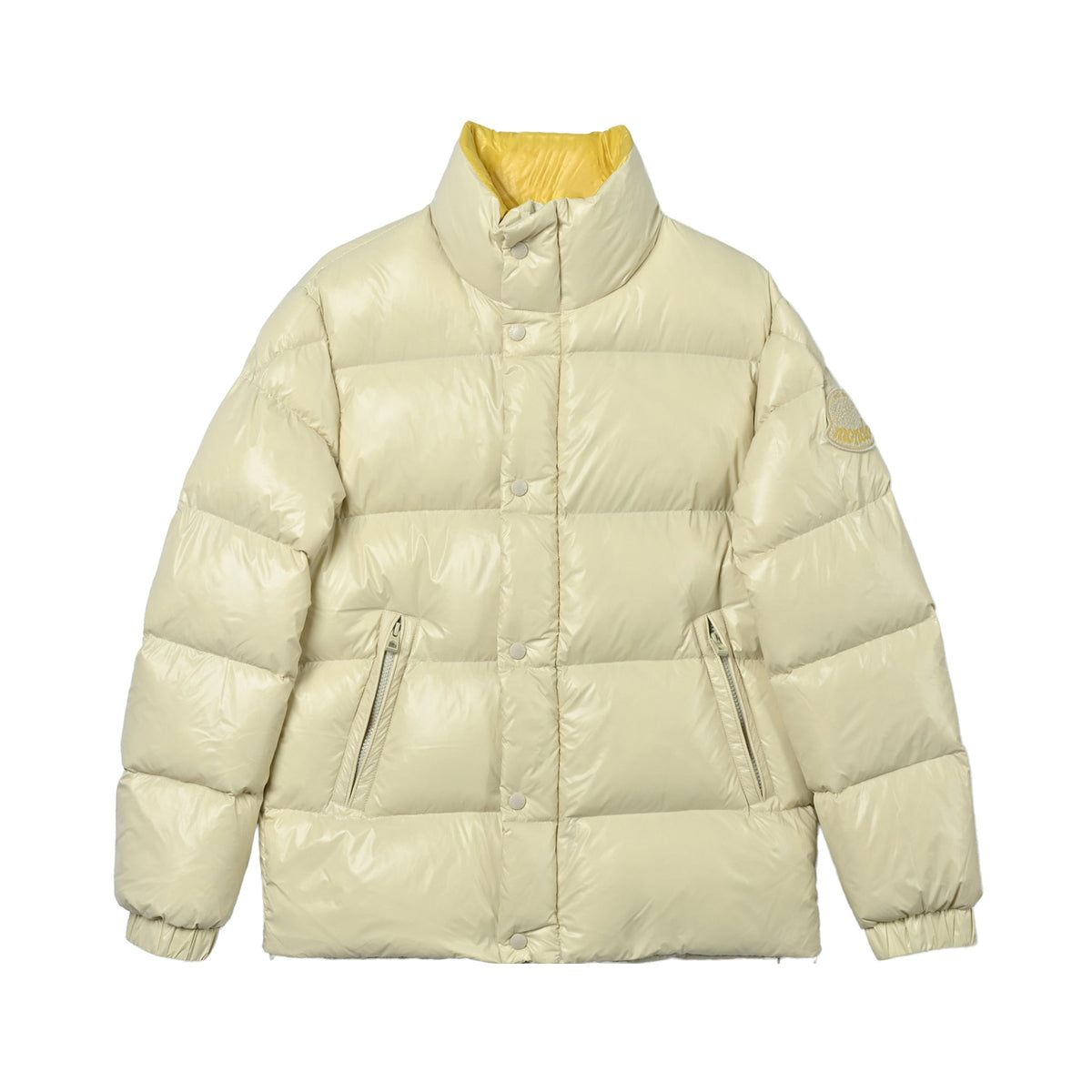 Moncler Women's Men's Stand Collar Puffer Down Jacket - Cream