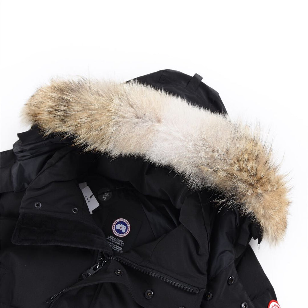 Canada Goose Women's Men's Hooded Down Jacket with Coyote Fur - Black