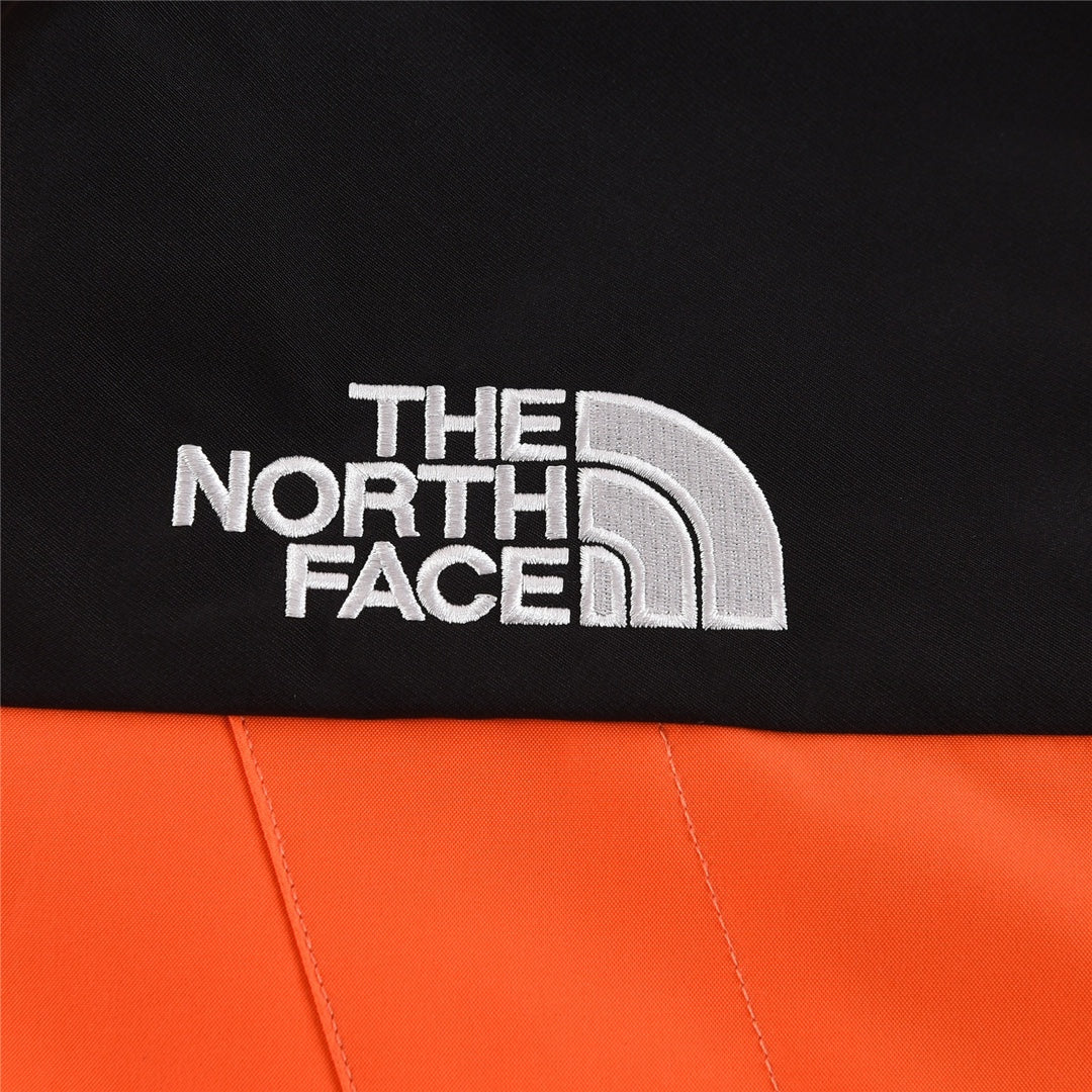 The North Face Women's Men's GORE-TEX Hooded Mountain Jacket - Orange & Black Color Block Waterproof Shell