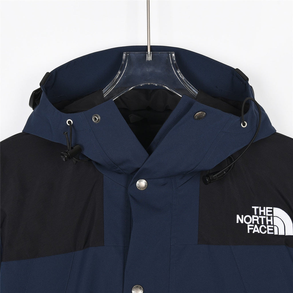 The North Face Men's Hooded Mountain Jacket | Navy Blue & Black Color Block