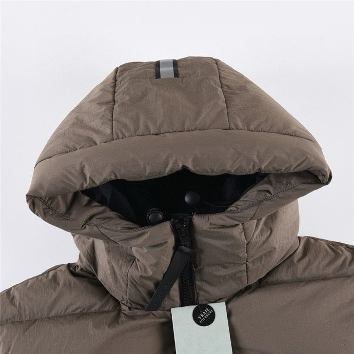 Canada Goose Women's Men's Black Badge Short Hooded Down Jacket - Khaki