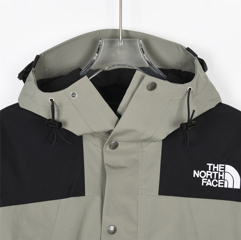 The North Face Men's Hooded Mountain Jacket | Sage Green & Black Color Block