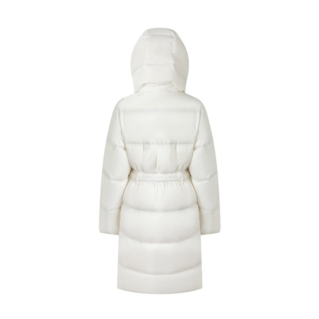 Moncler Women's Men's Belted Hooded Long Down Coat - White