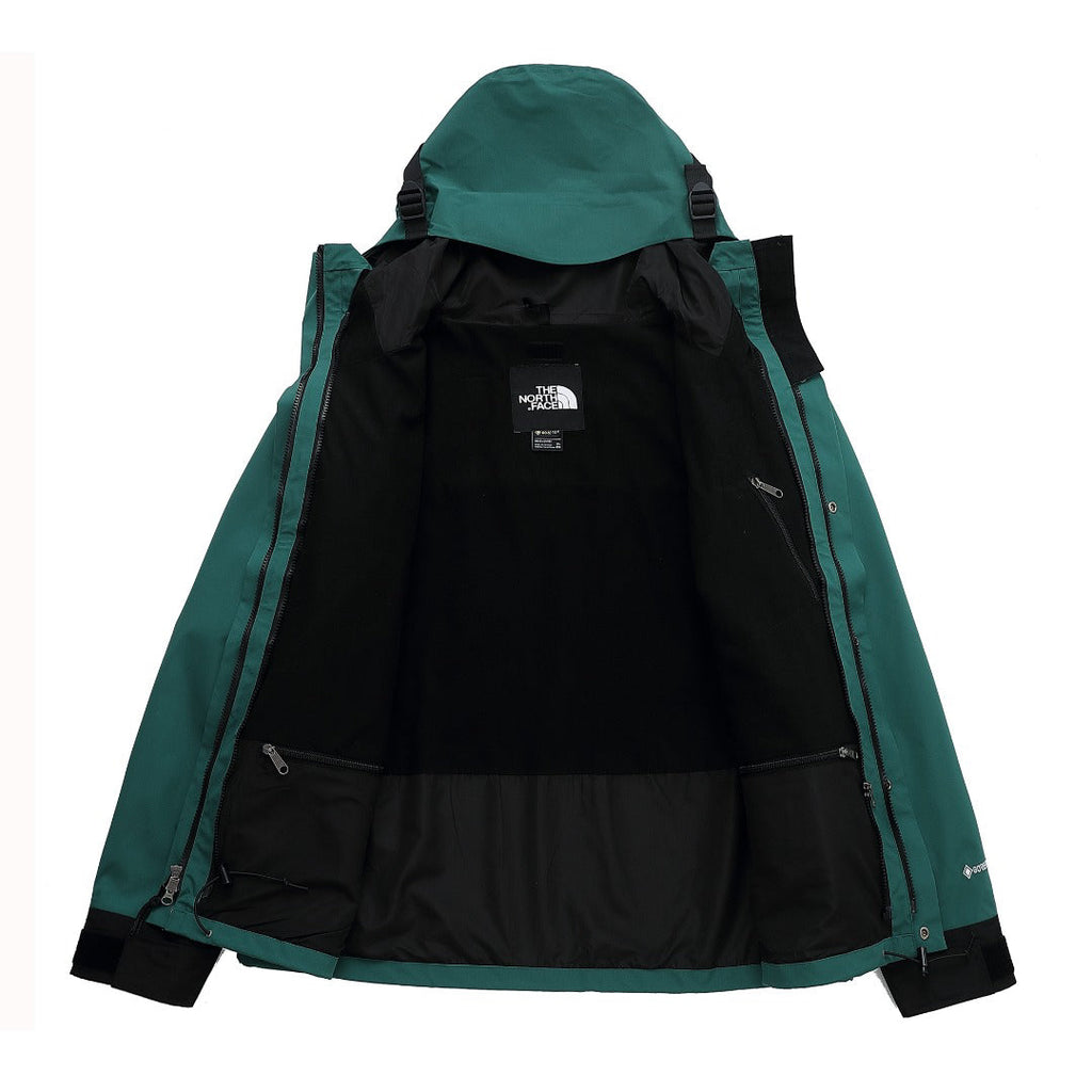 The North Face Women's Men's GORE-TEX Hooded Mountain Jacket - Teal & Black Color Block Waterproof Shell