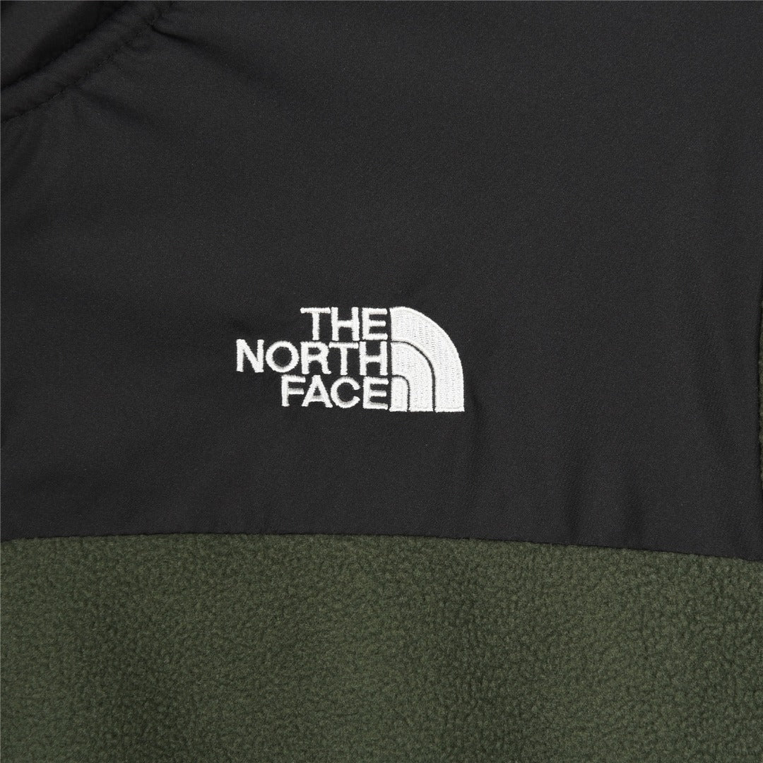 The North Face Women's Men's Full Zip Fleece Jacket - Olive Green & Black Color Block