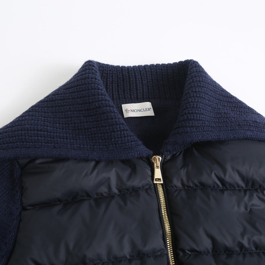 Moncler Women's Men's Knit Panel Down Jacket - Navy