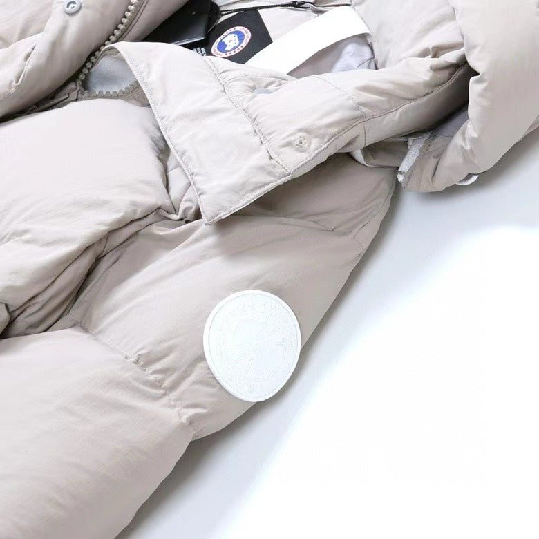 Canada Goose Women's Men's Short Hooded Down Jacket - Light Gray