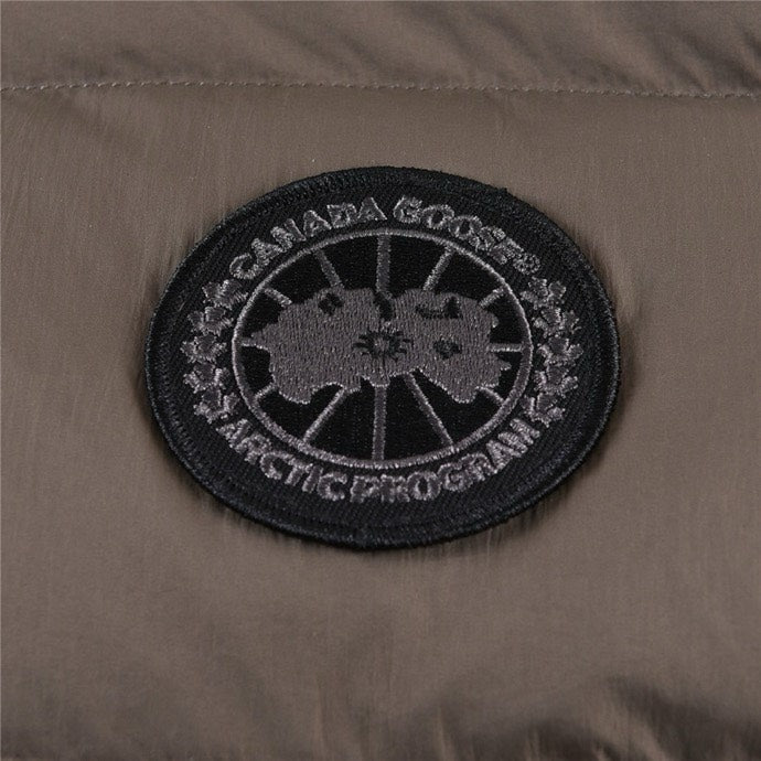 Canada Goose Women's Men's Black Badge Short Hooded Down Jacket - Khaki
