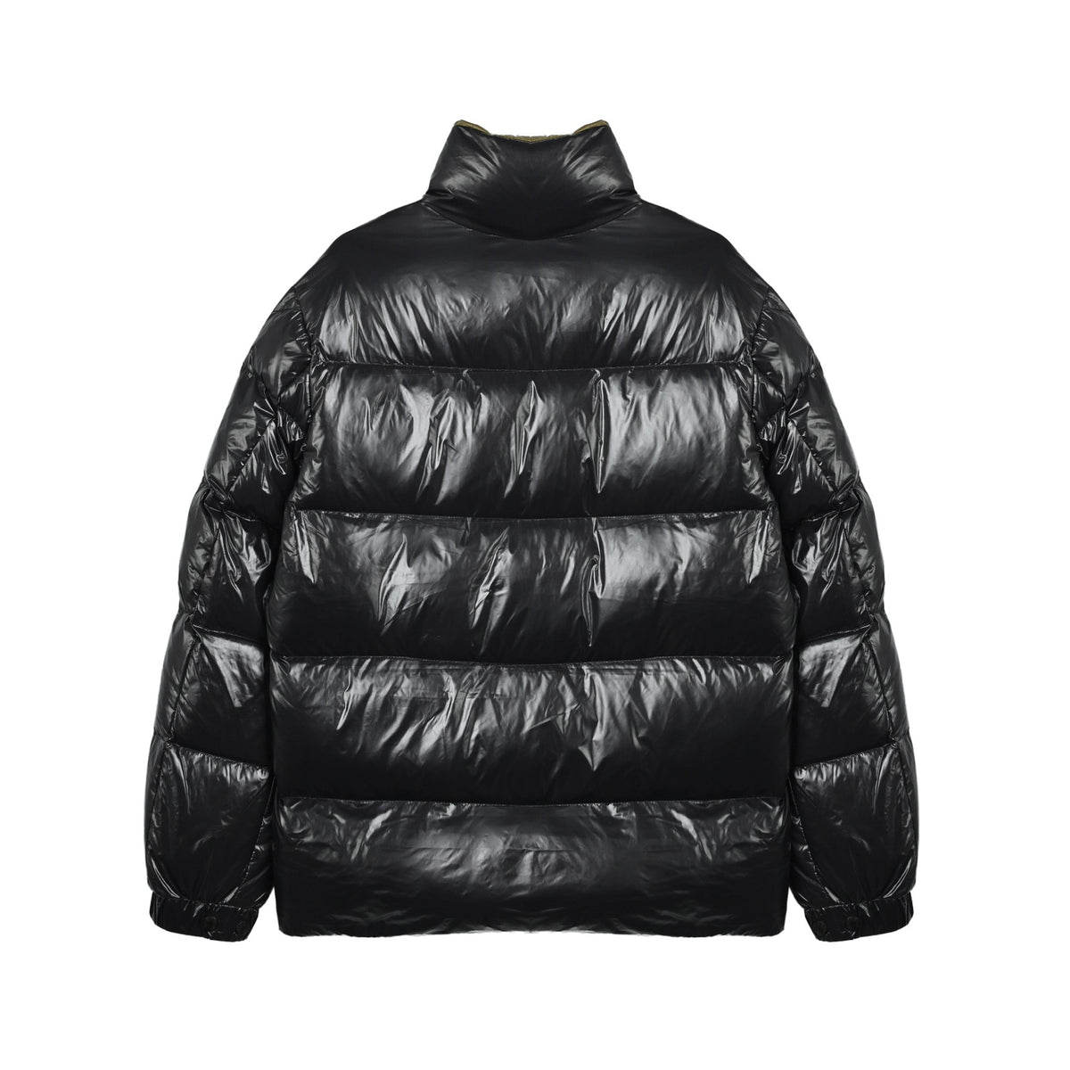 Moncler Women's Men's Glossy Stand Collar Puffer Down Jacket - Black