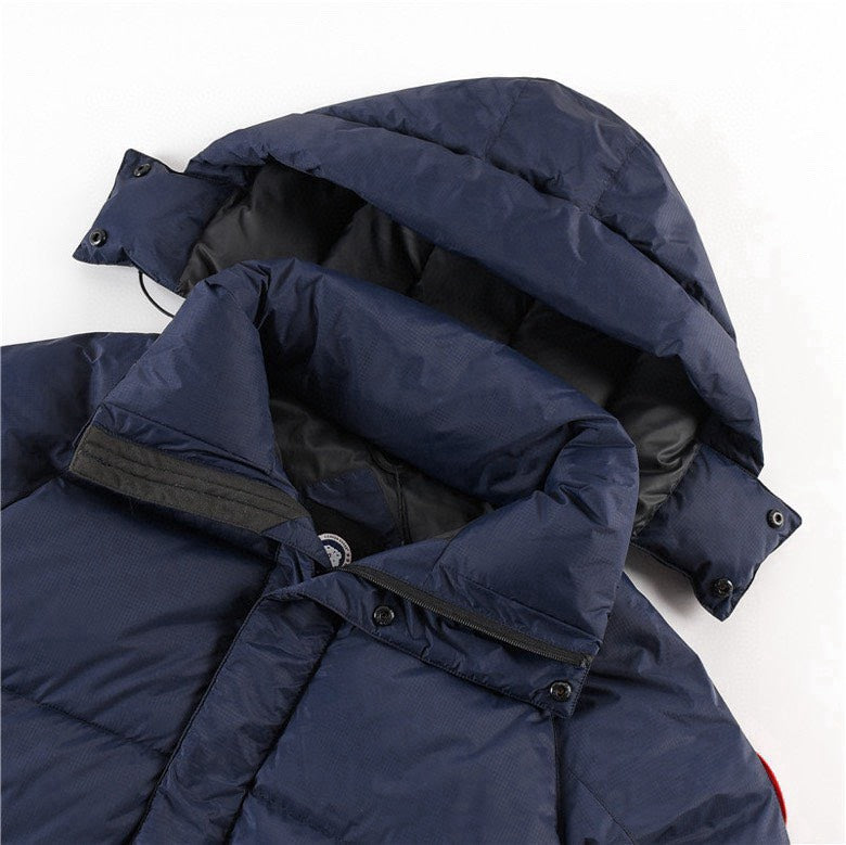 Canada Goose Women's Men's Short Hooded Down Jacket - Navy Blue