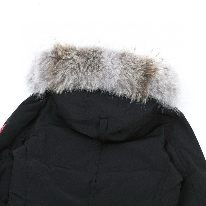 Canada Goose Women's Men's Long Hooded Down Jacket with Coyote Fur - Black