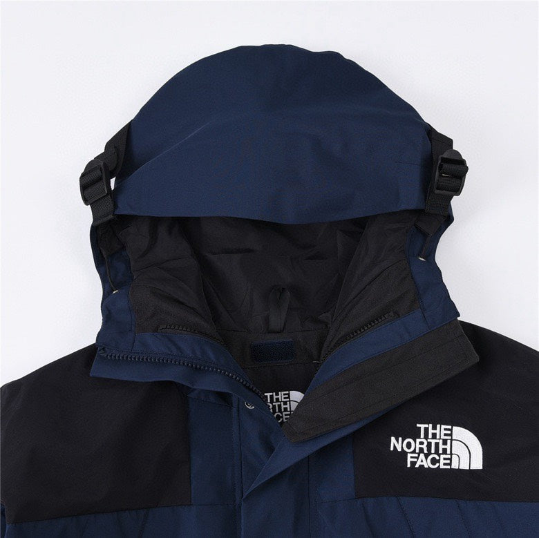 The North Face Women's Men's Hooded Mountain Jacket - Navy Blue & Black Color Block