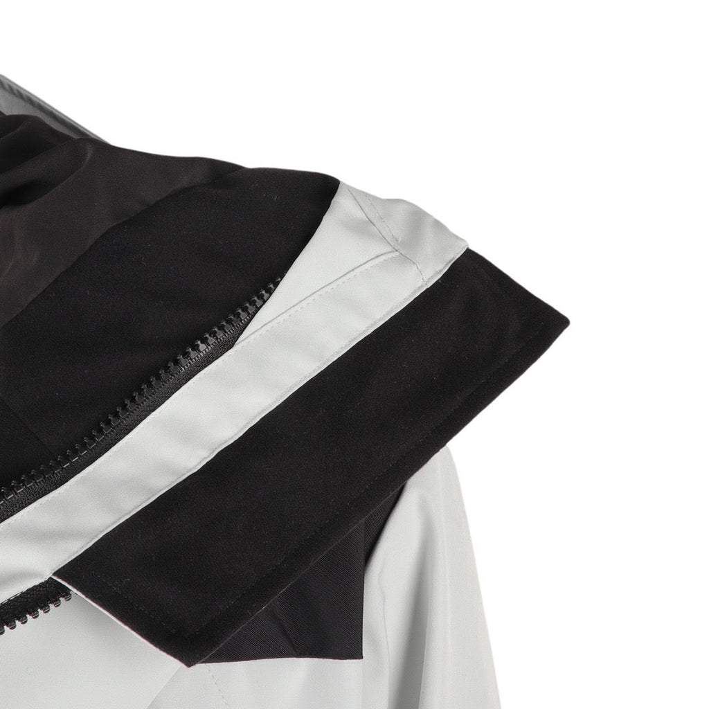 The North Face Women's Men's GORE-TEX Hooded Mountain Jacket - Light Gray & Black Color Block Waterproof Shell