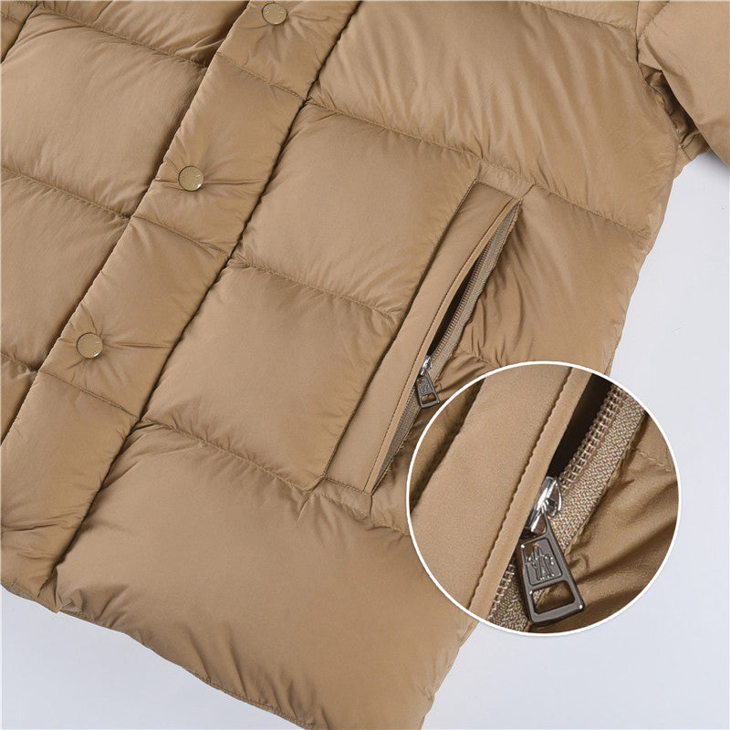 Moncler Women's Men's Detachable Hood Short Down Jacket - Khaki