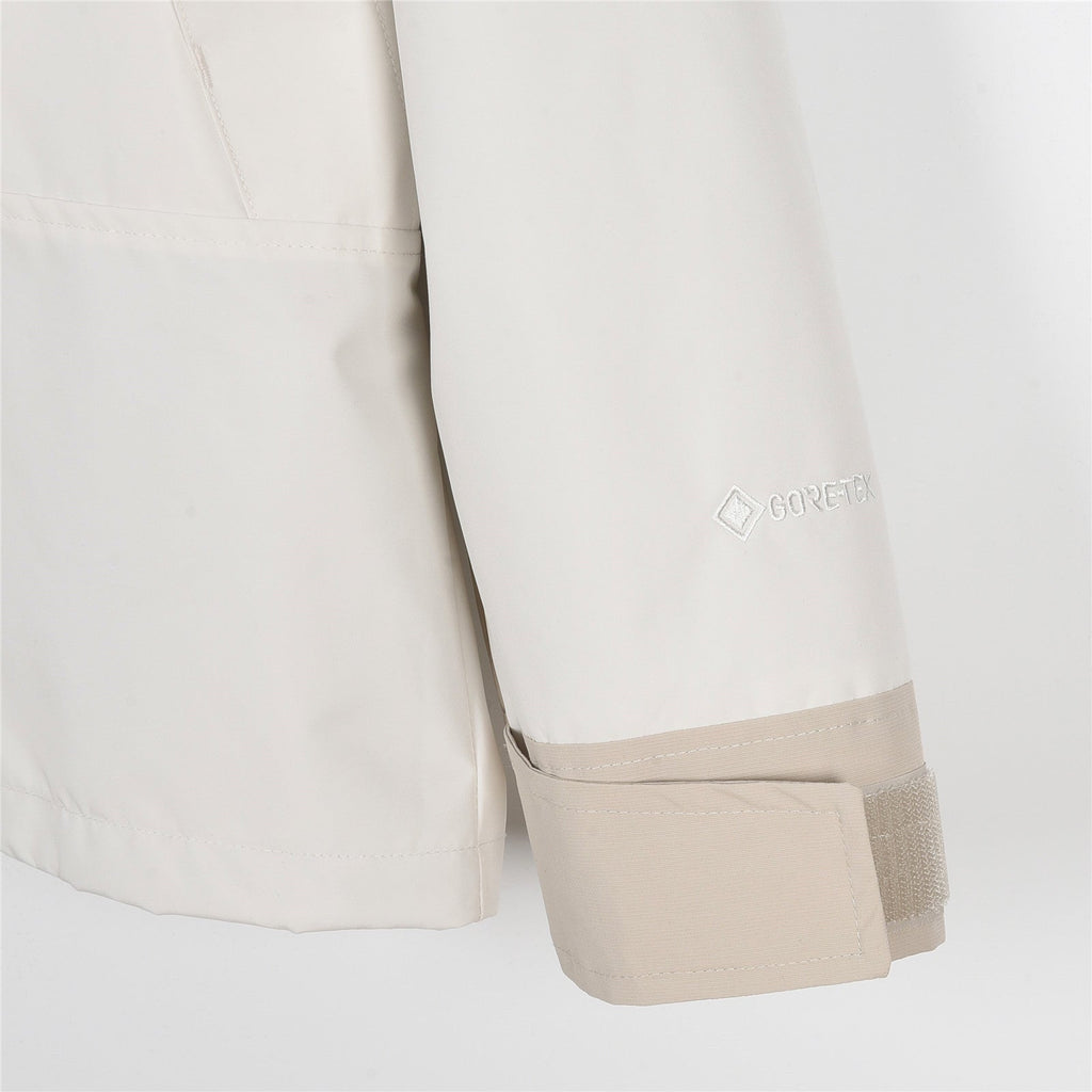The North Face Men's Off White And Beige Color Block Hooded Mountain Jacket