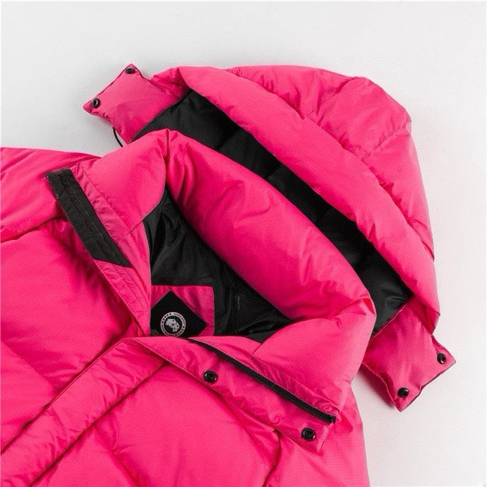 Canada Goose Women's Men's Short Hooded Down Jacket - Hot Pink