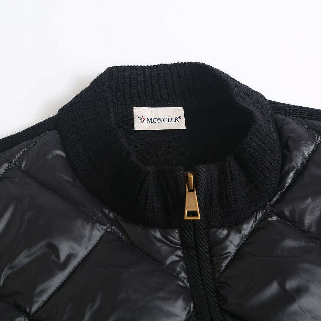 Moncler Women's Men's Knit Panel Short Down Jacket - Black