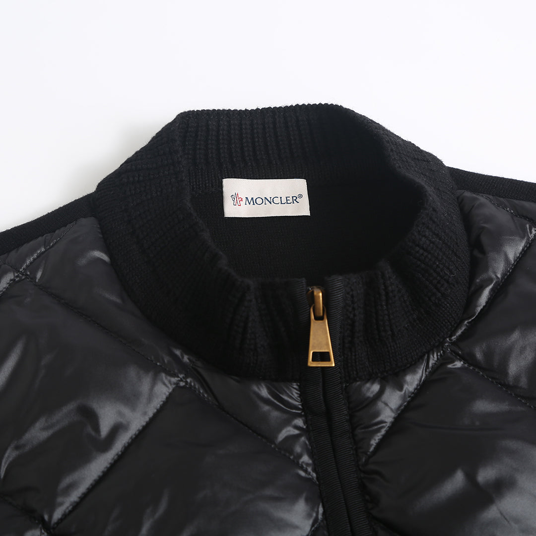 Moncler Women's Men's Knit Panel Short Down Jacket - Black