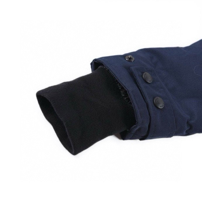 Canada Goose Women's Men's Long Hooded Down Jacket with Coyote Fur - Navy
