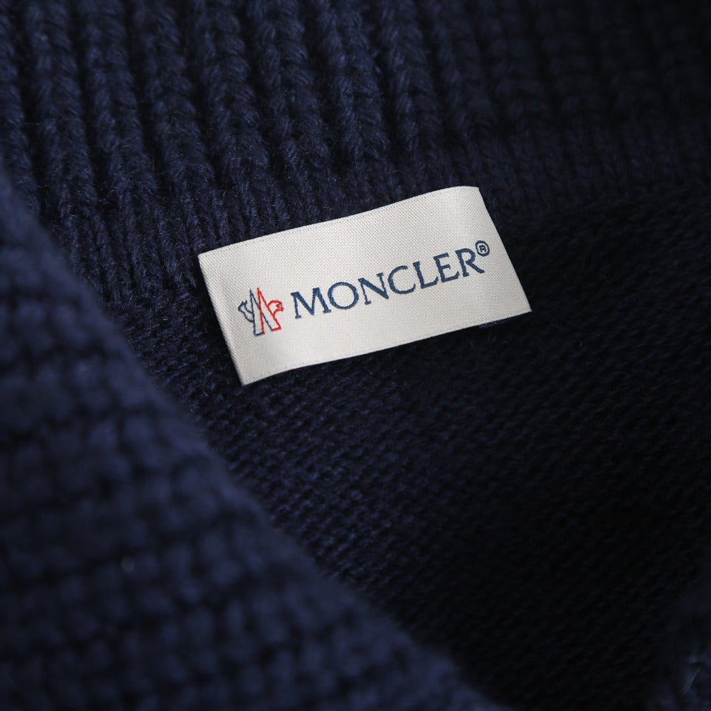 Moncler Women's Men's Knit Panel Down Jacket - Navy