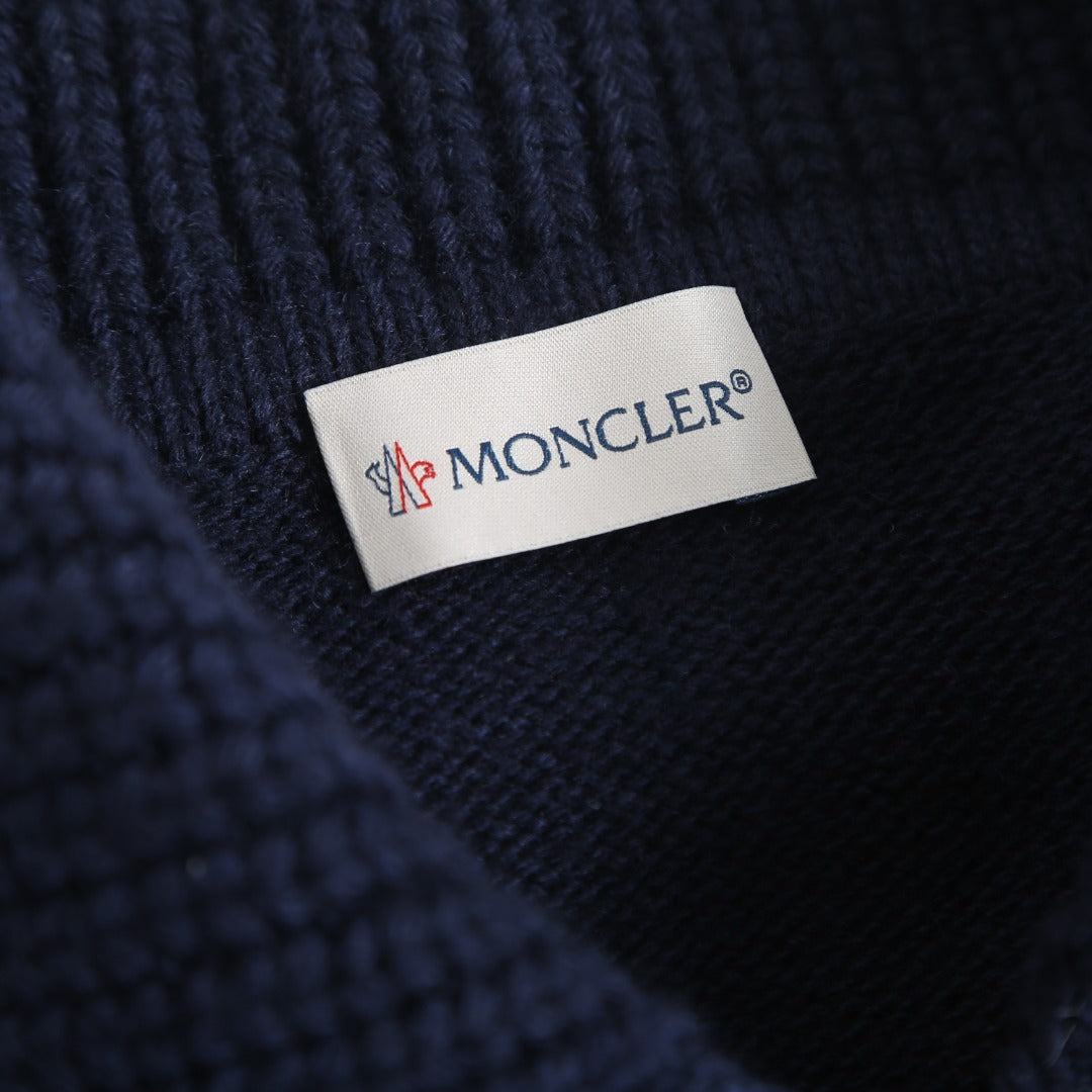 Moncler Women's Men's Knit Panel Down Jacket - Navy