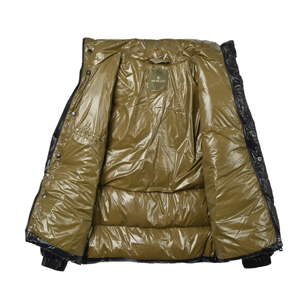 Moncler Women's Men's Glossy Stand Collar Puffer Down Jacket - Black