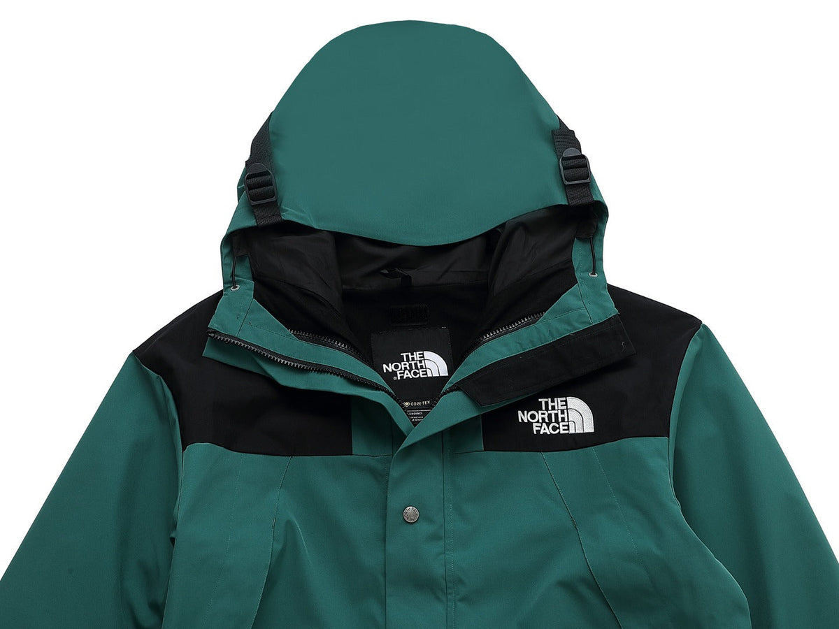 The North Face Women's Men's GORE-TEX Hooded Mountain Jacket - Teal & Black Color Block Waterproof Shell