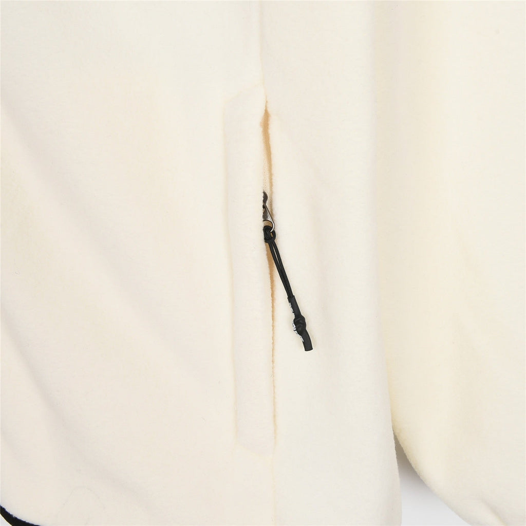 The North Face Women's Men's Fleece Full Zip Jacket - Cream White & Black Color Block