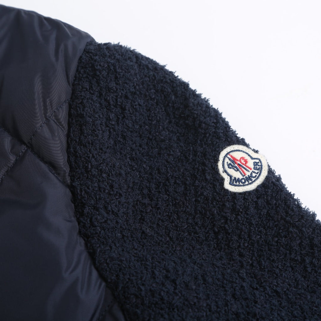 Moncler Women's Men's Diamond Quilted Knit Sleeve Down Jacket - Navy