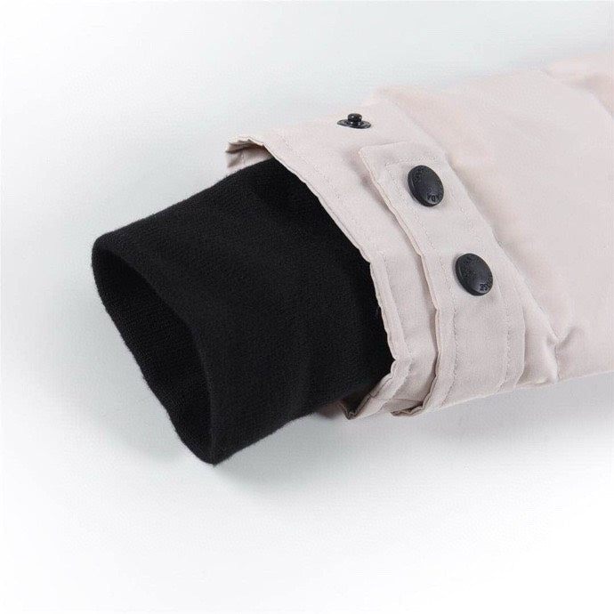 Canada Goose Women's Men's Long Hooded Down Jacket with Coyote Fur - Light Beige