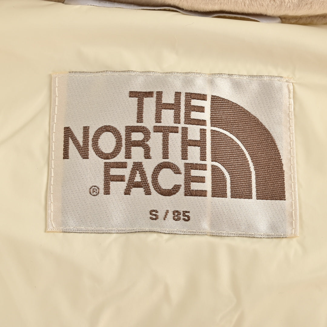 The North Face Women's Cropped Puffer Jacket Cream Beige Color Block