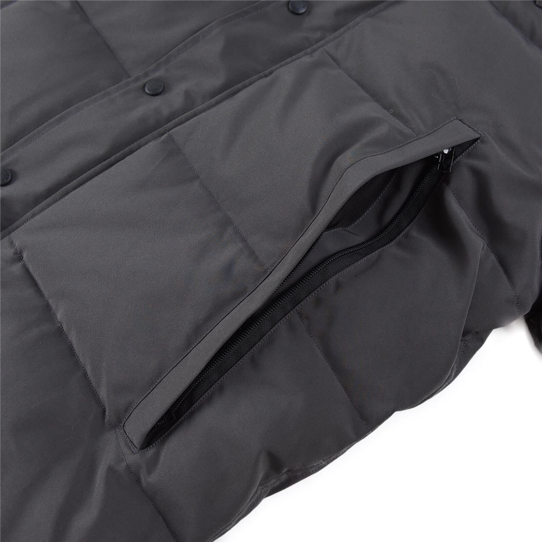 Canada Goose Women's Men's Fur Hood Mid-Length Puffer Jacket - Dark Grey