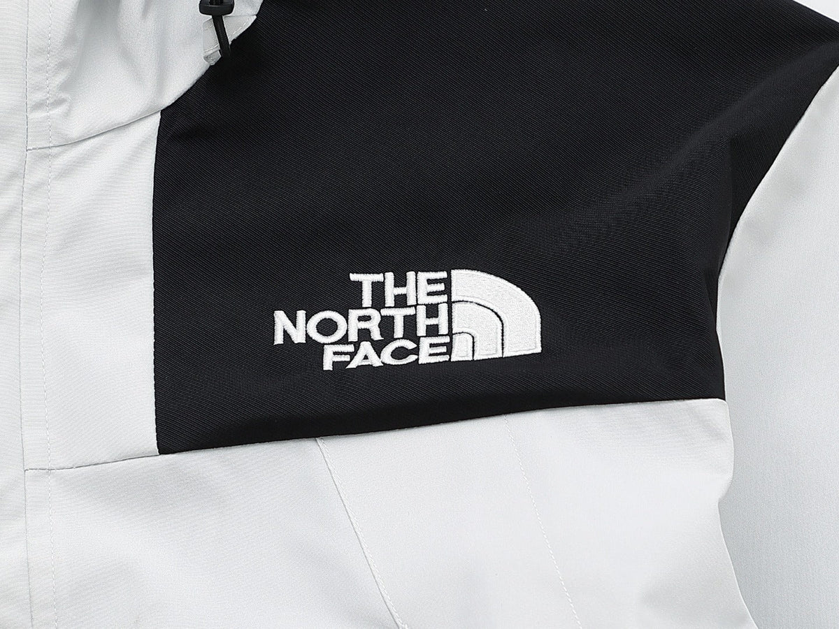 The North Face Women's Men's GORE-TEX Hooded Mountain Jacket - White & Black Color Block Waterproof Shell