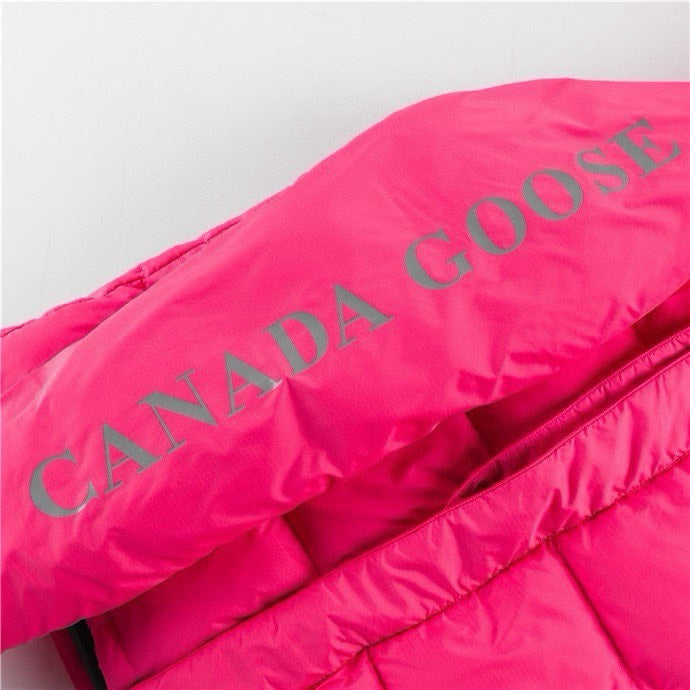 Canada Goose Women's Men's Short Hooded Down Jacket - Hot Pink