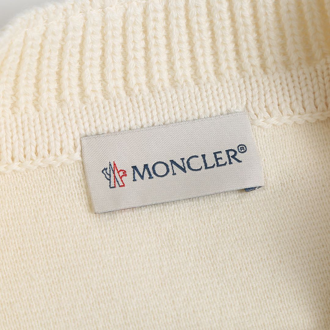 Moncler Women's Men's Knit Panel Short Down Jacket - Off White