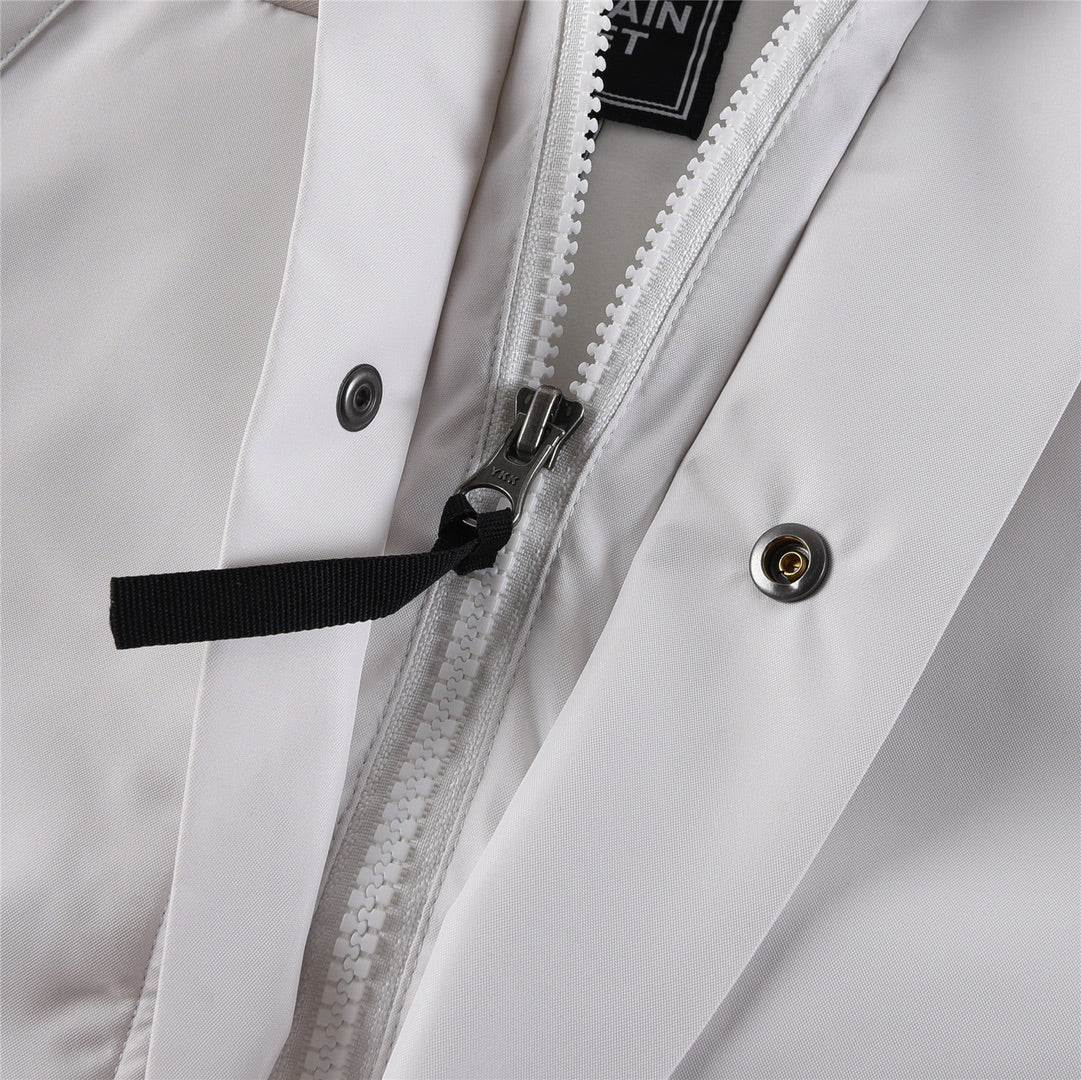 The North Face Women's/Men's GORE-TEX Hooded Mountain Jacket - White & Khaki Color Block Waterproof Shell