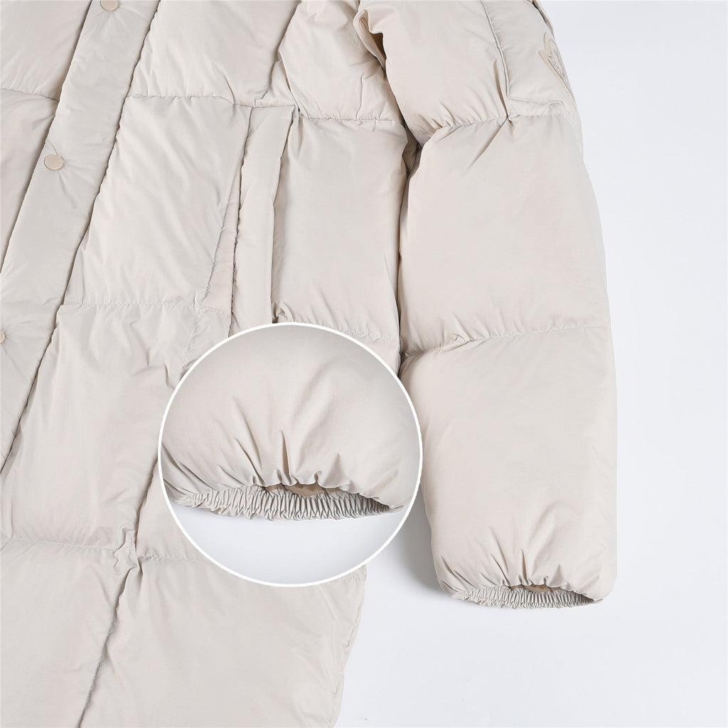 Moncler Women's Men's Mid-Length Hooded Down Coat - Off White