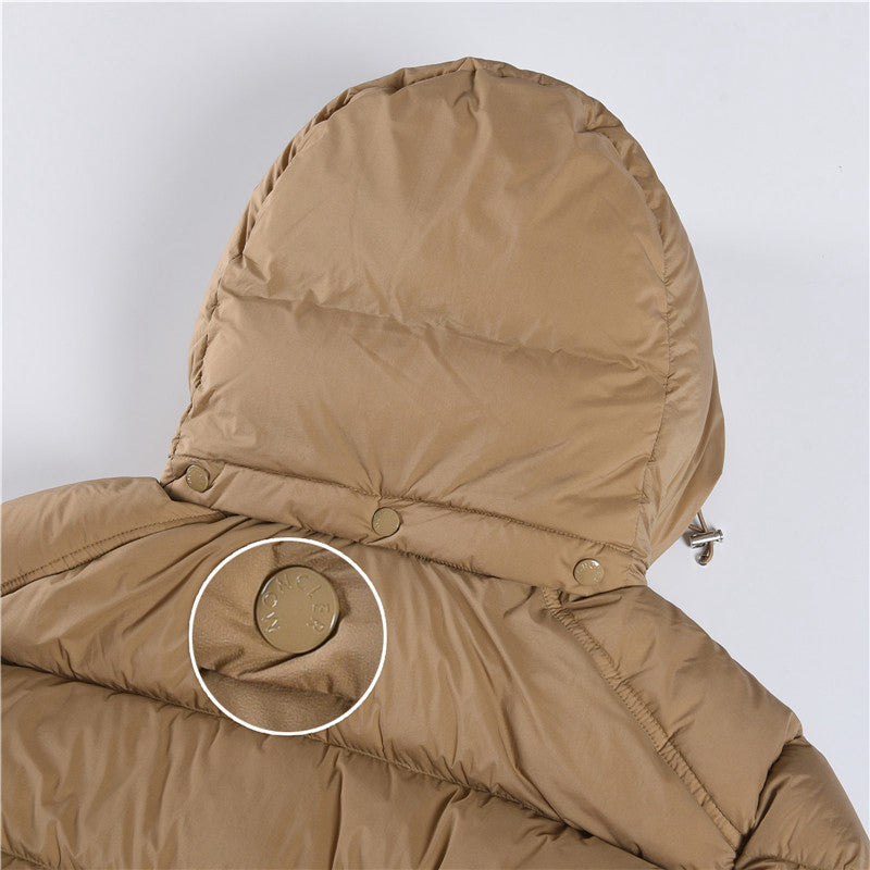 Moncler Women's Men's Detachable Hood Short Down Jacket - Khaki